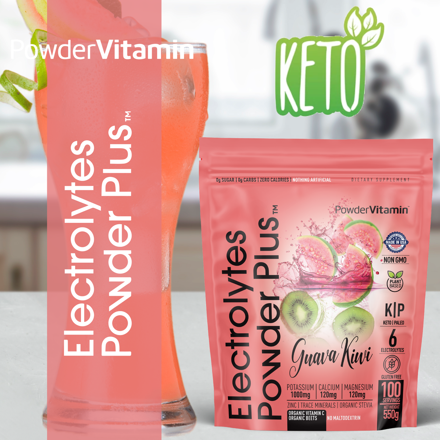 Guava Kiwi Electrolytes Powder 100 Servings