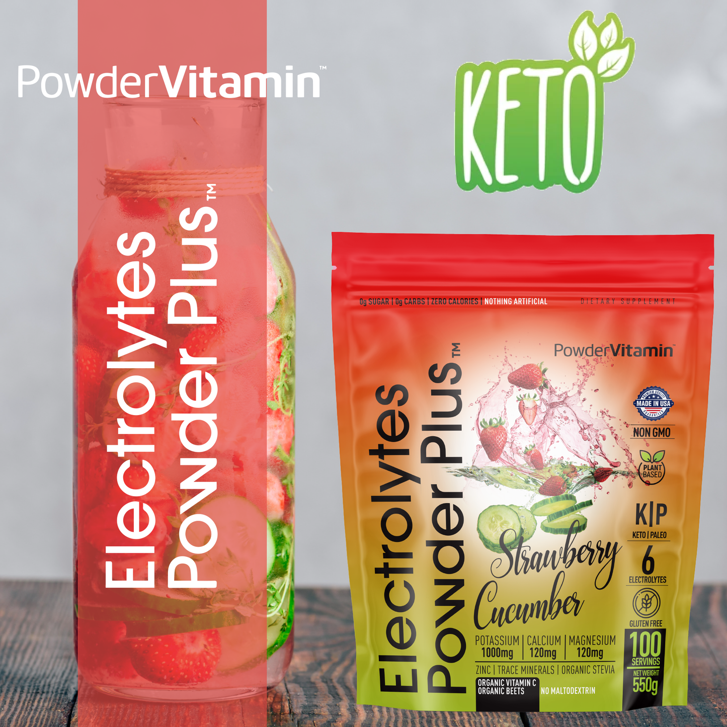 Strawberry Cucumber Electrolytes Powder 100 Servings