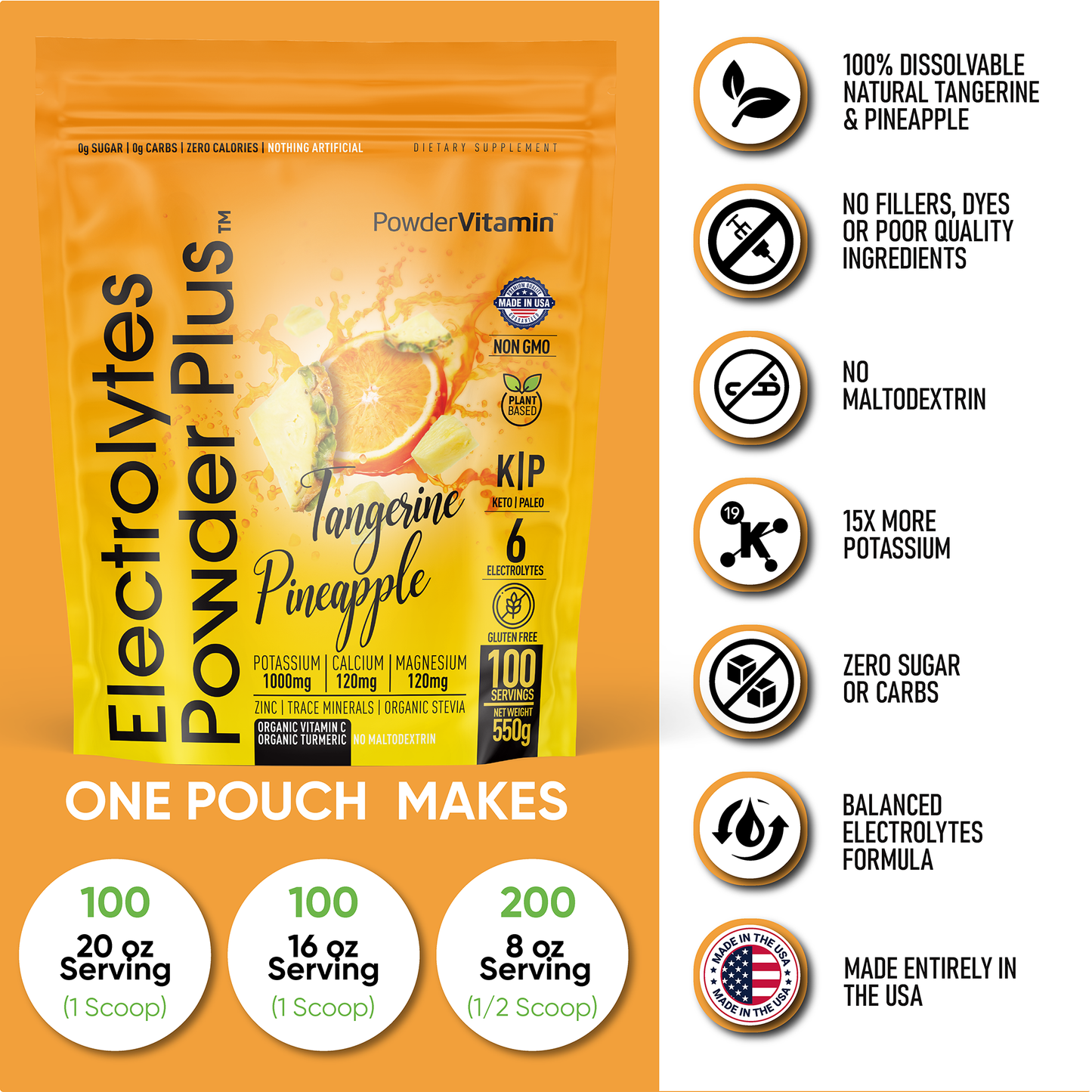 Tangerine Pineapple Electrolytes Powder 100 Servings