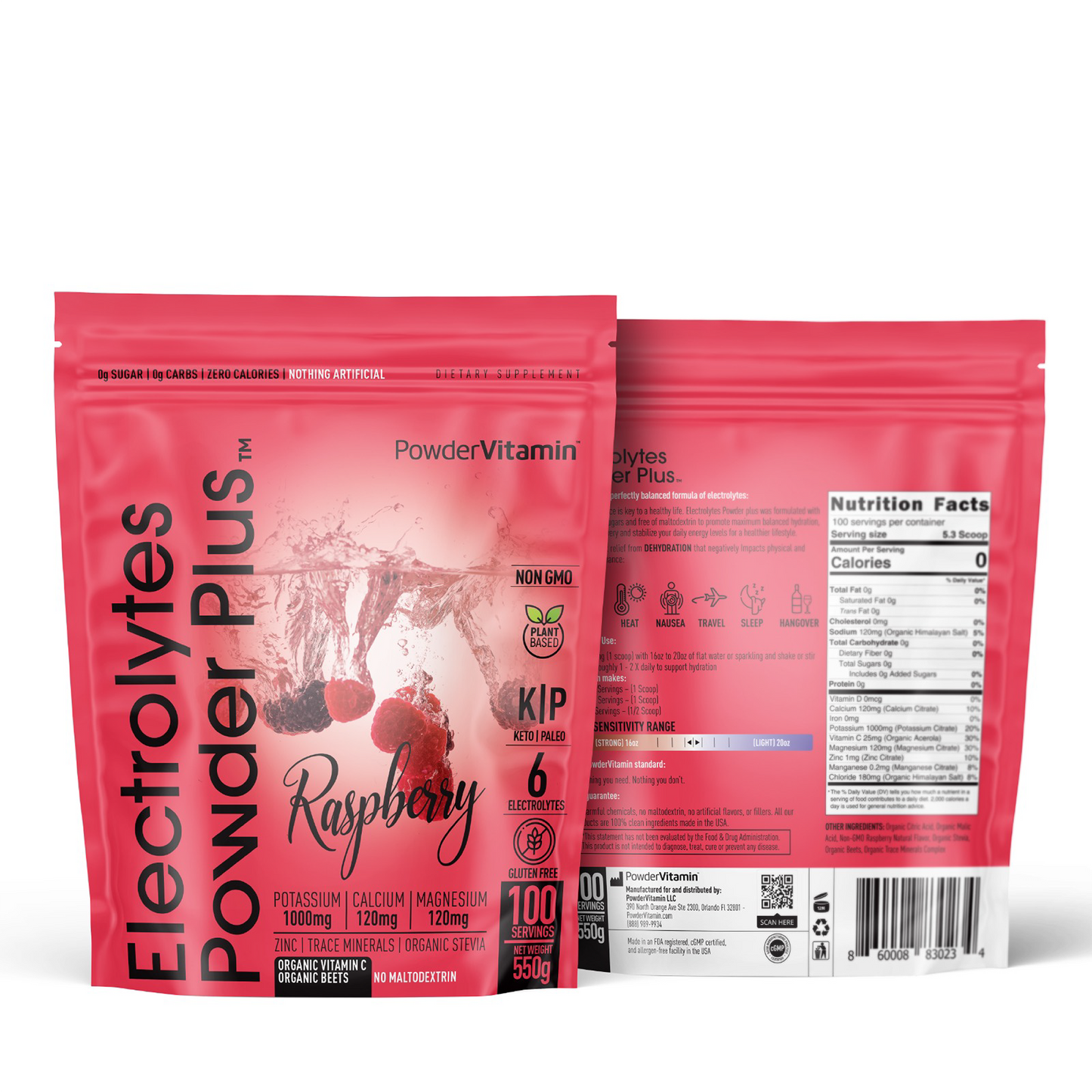 Raspberry Electrolytes Powder 100 Servings