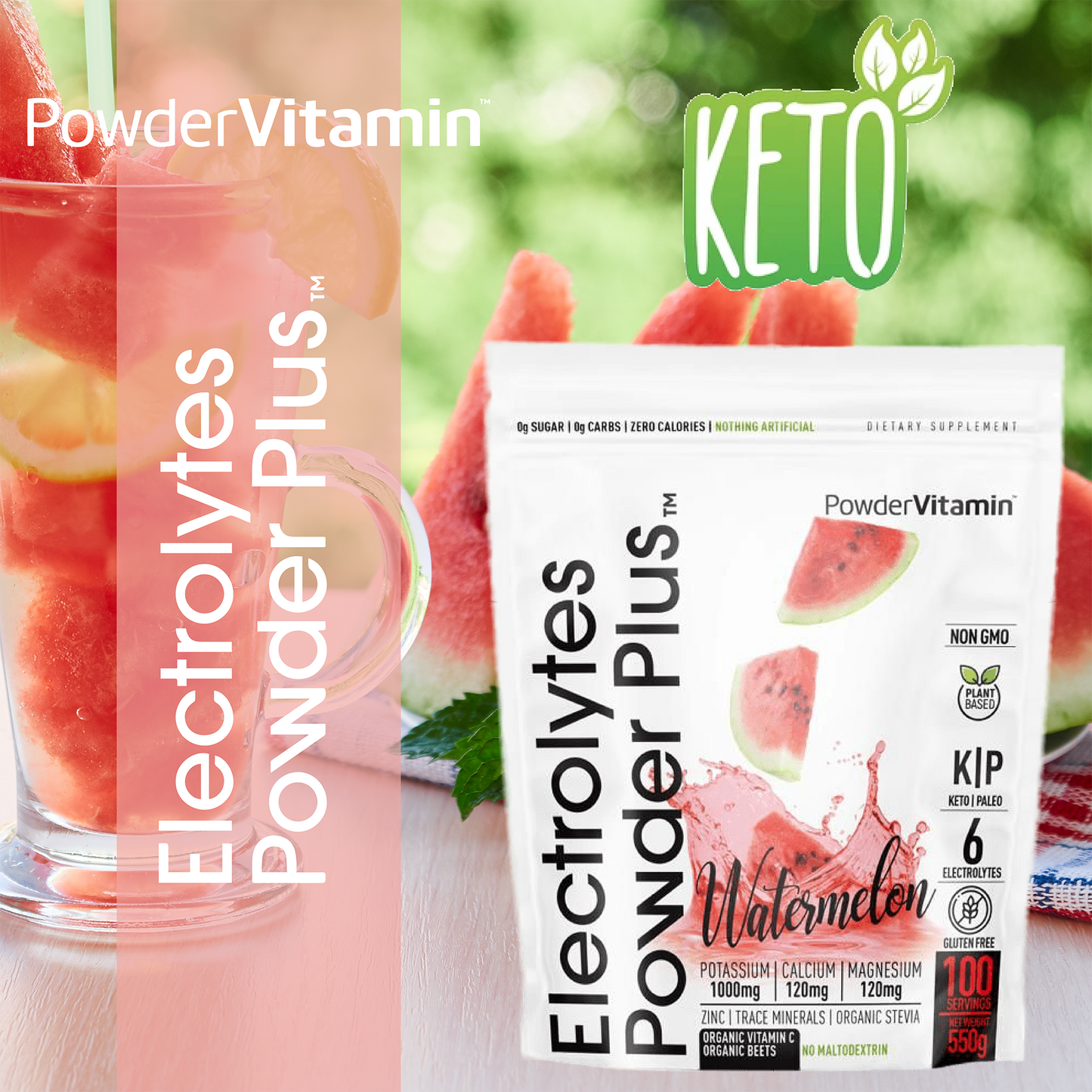 Watermelon Electrolytes Powder 100 Servings