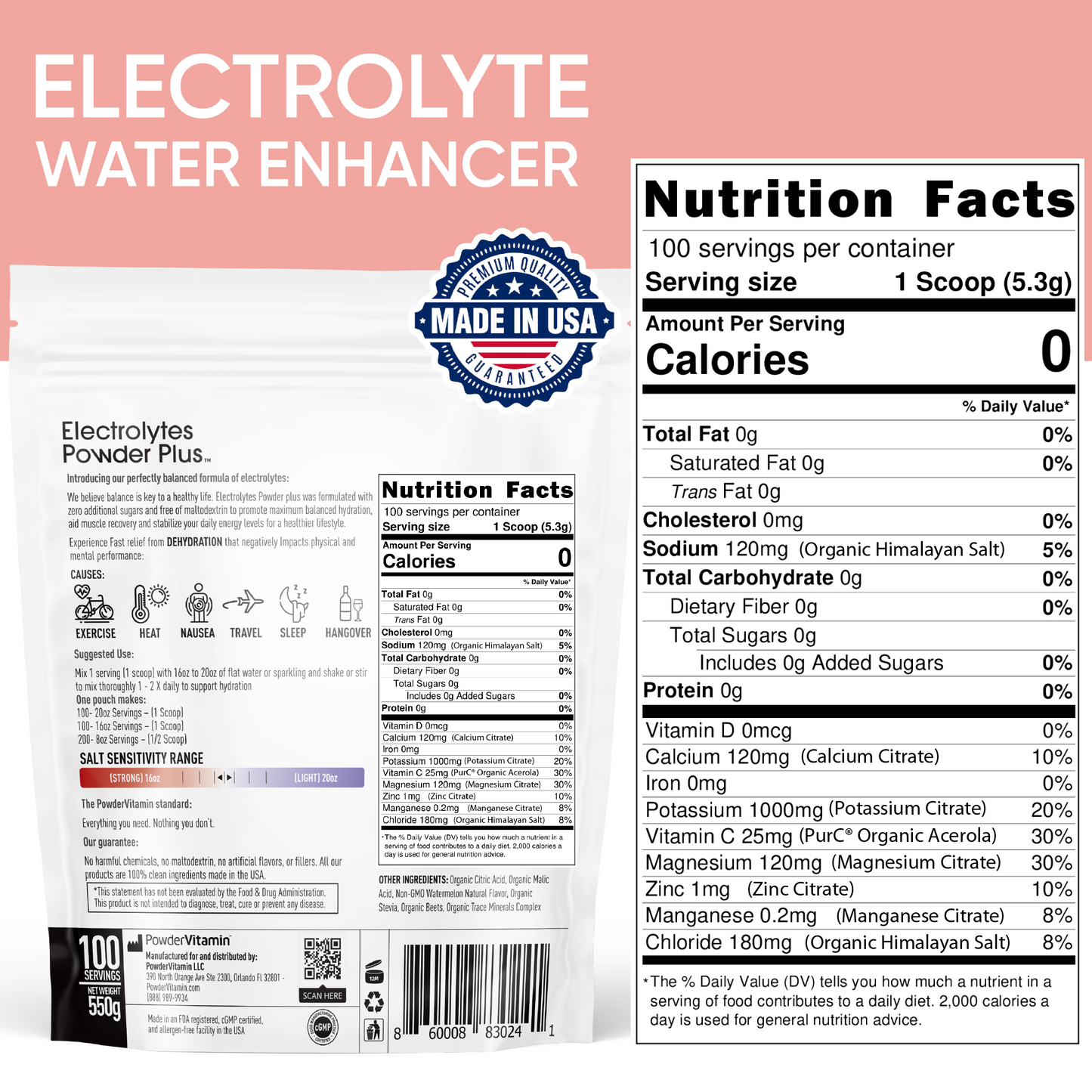 Watermelon Electrolytes Powder 100 Servings
