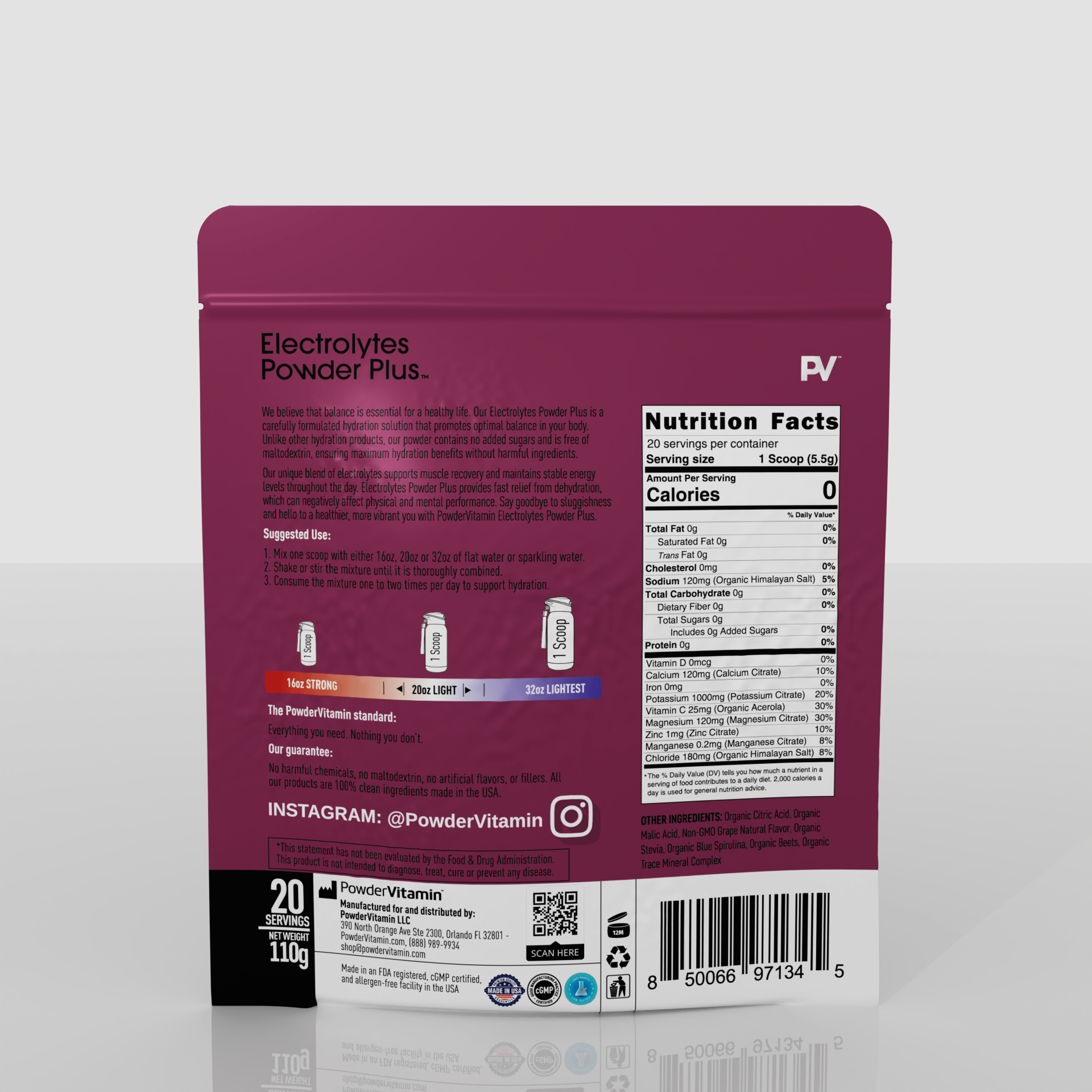 Grape Electrolytes Powder Plus™ 20 Servings