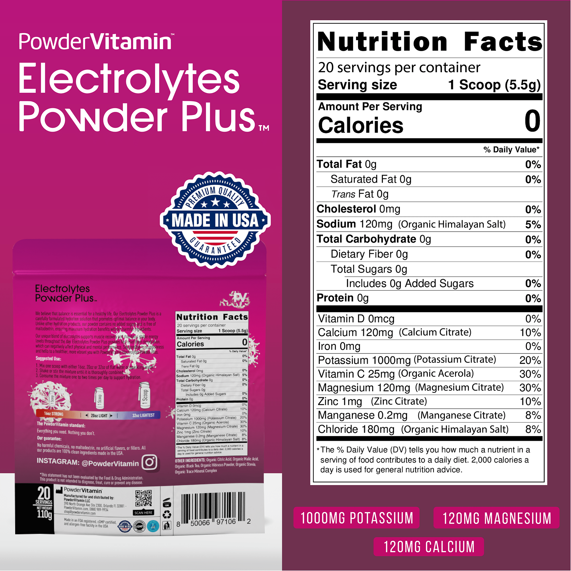 Black Tea Hibiscus Electrolytes Powder Plus™ 20 Servings