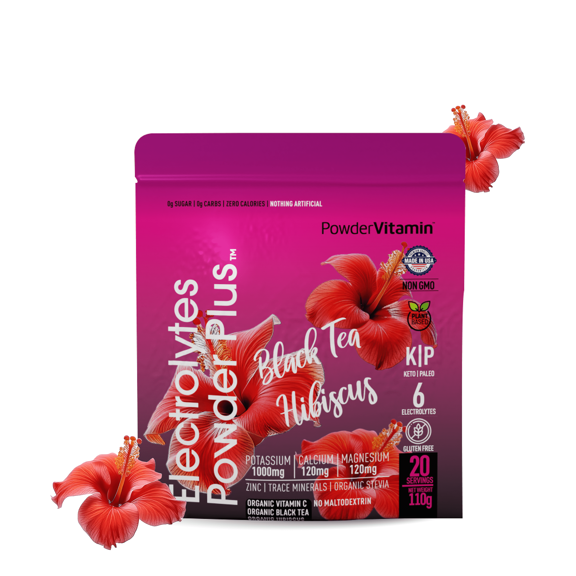 Black Tea Hibiscus Electrolytes Powder Plus™ 20 Servings