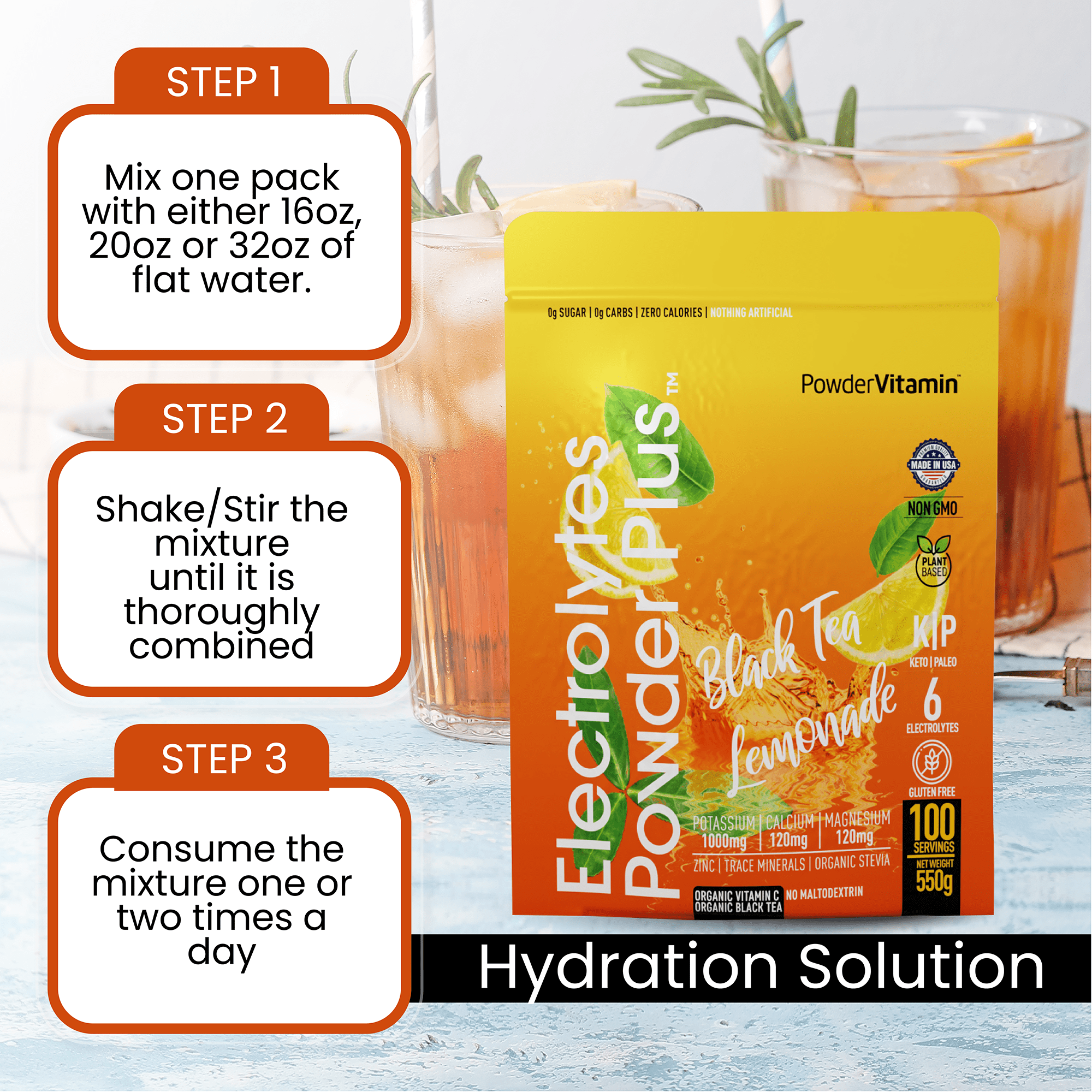 Black Tea Lemonade Electrolytes Powder Plus™ 100 Servings