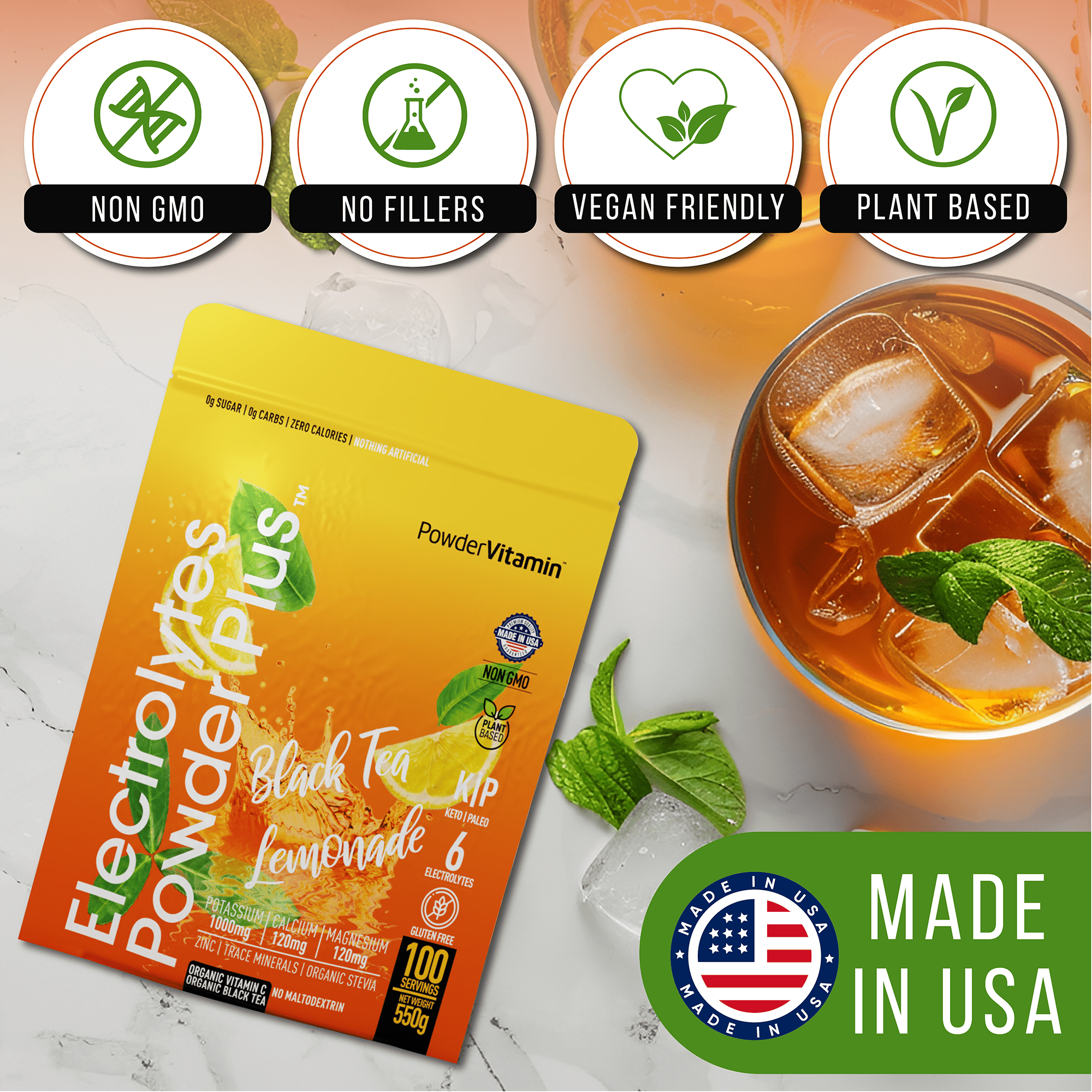Black Tea Lemonade Electrolytes Powder Plus™ 100 Servings