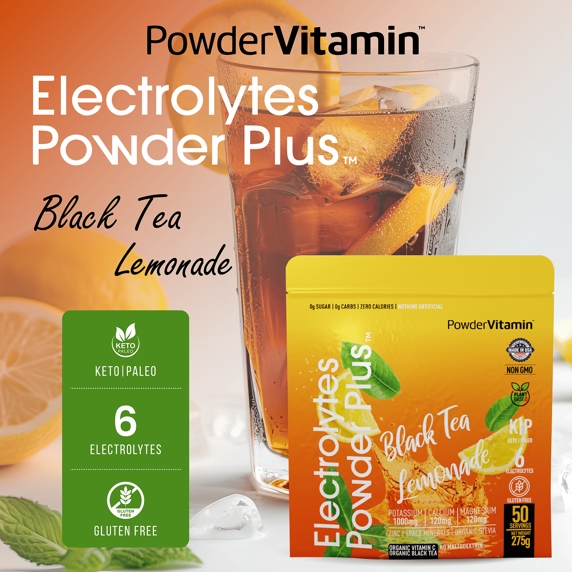 Black Tea Lemonade Electrolytes Powder Plus™ 50 Servings