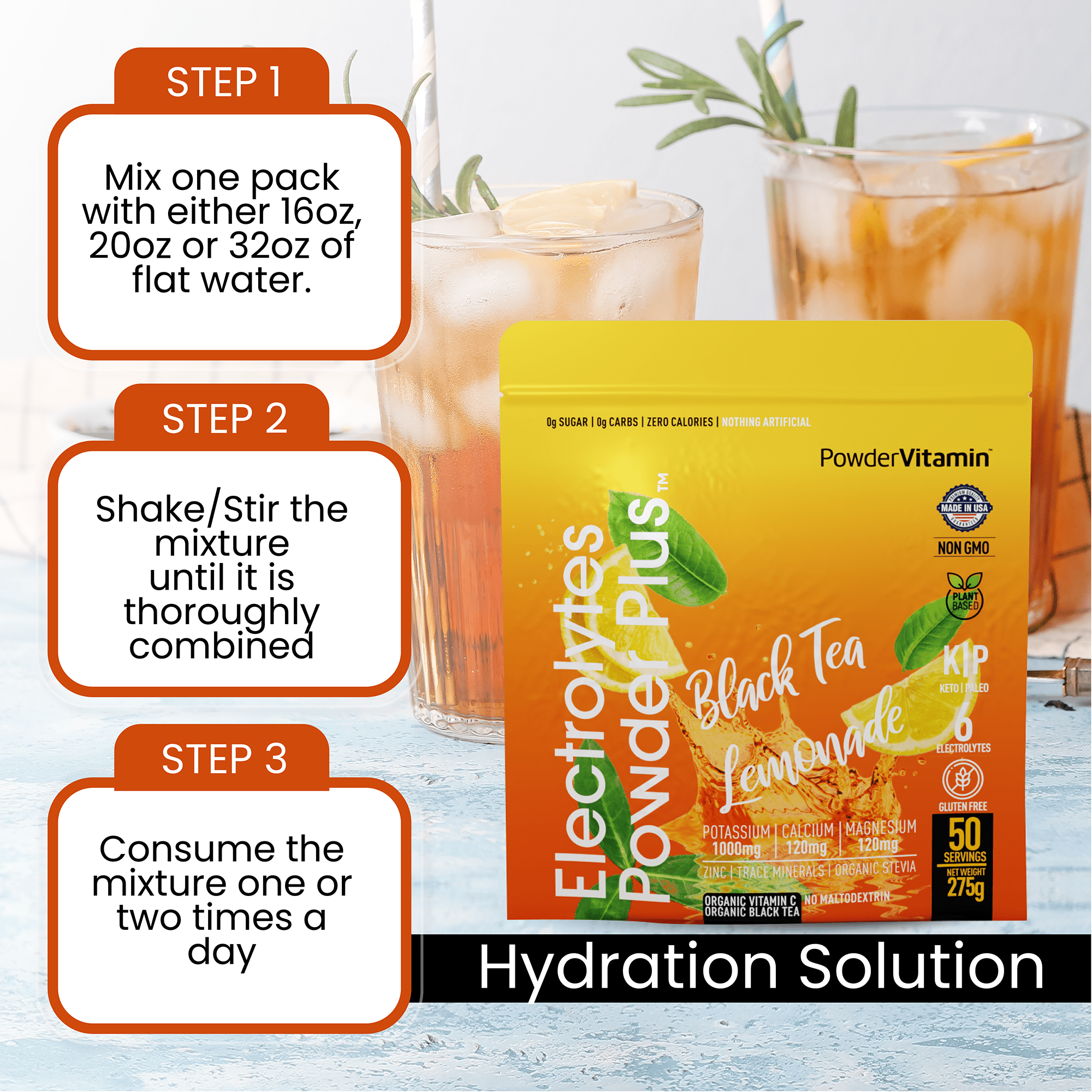 Black Tea Lemonade Electrolytes Powder Plus™ 50 Servings