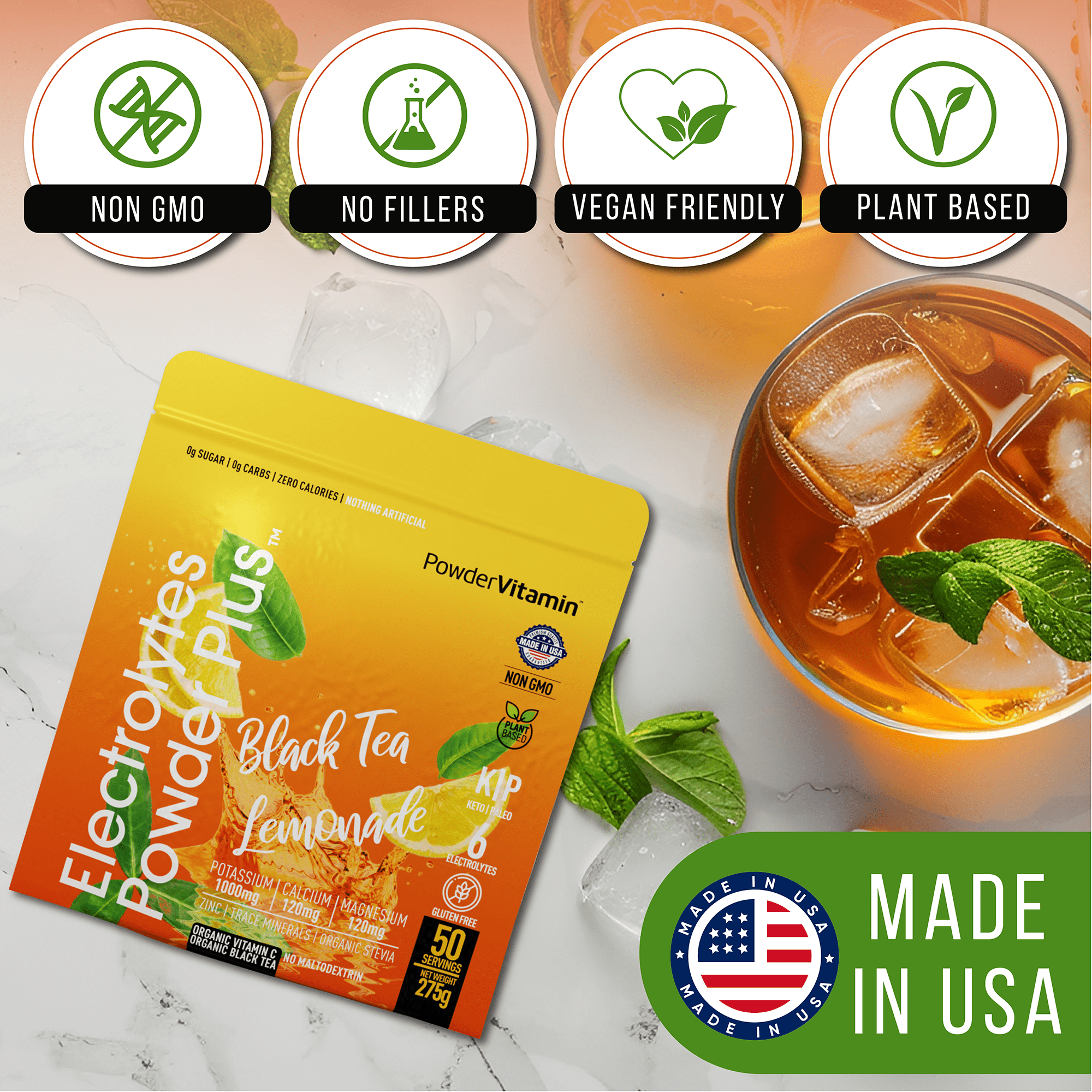 Black Tea Lemonade Electrolytes Powder Plus™ 50 Servings
