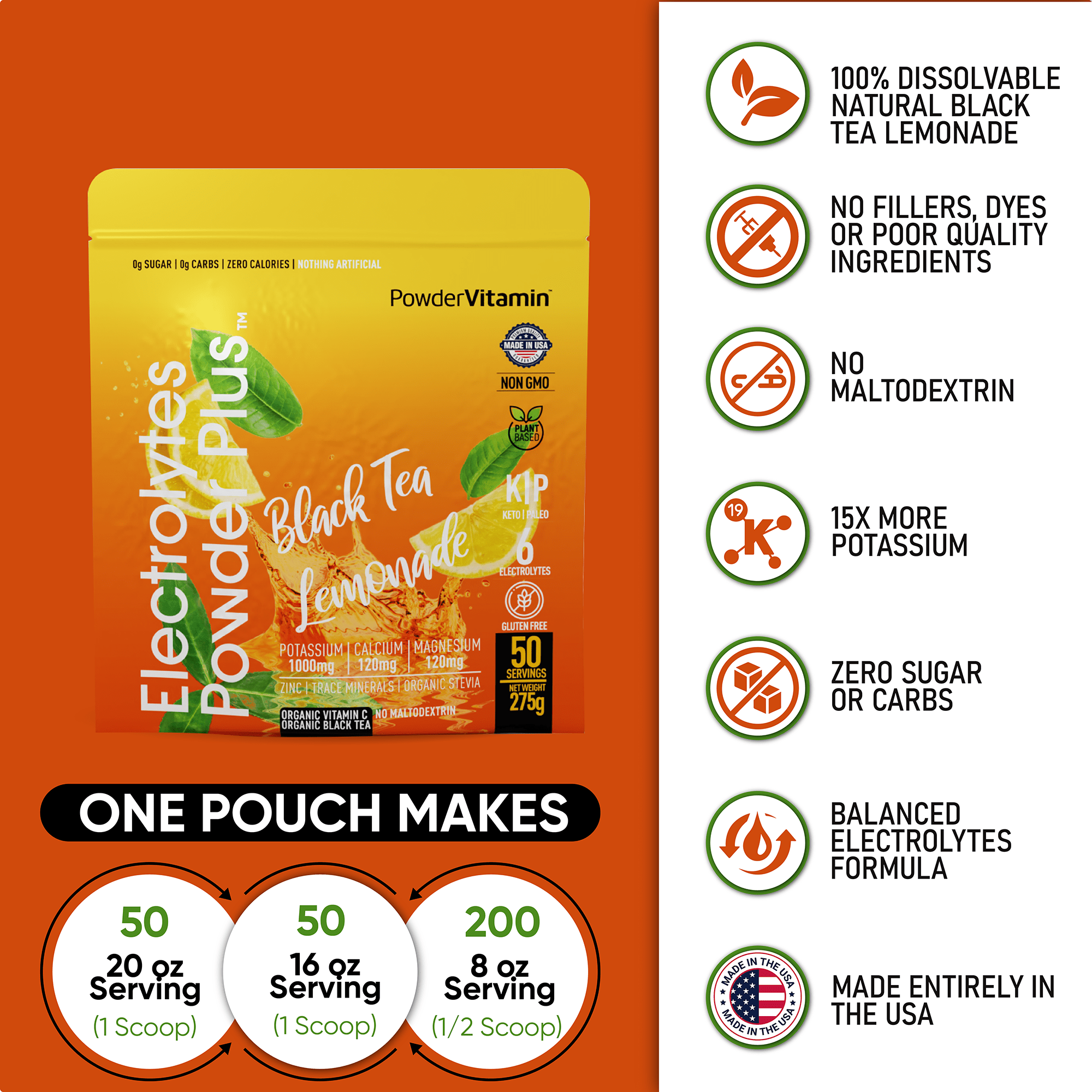 Black Tea Lemonade Electrolytes Powder Plus™ 50 Servings