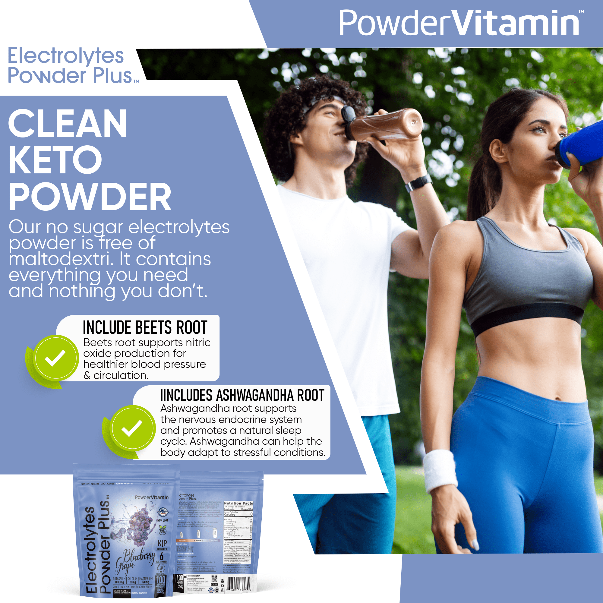 Blueberry Grape Electrolytes Powder Plus™ 100 Servings