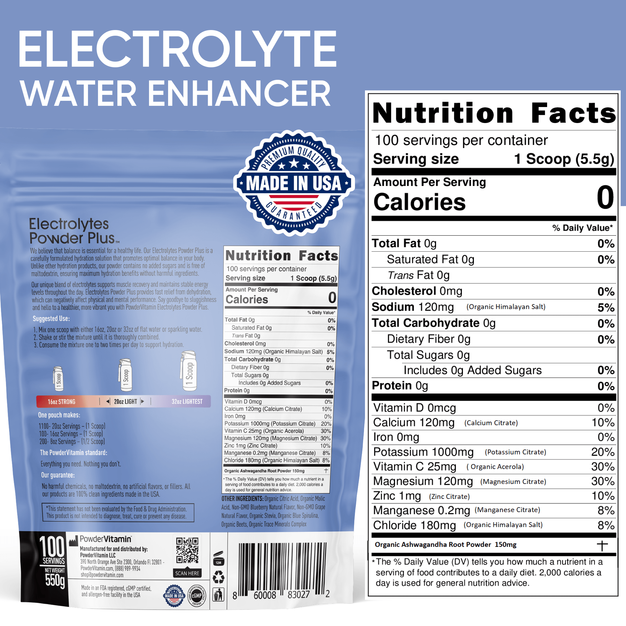 Blueberry Grape Electrolytes Powder Plus™ 100 Servings