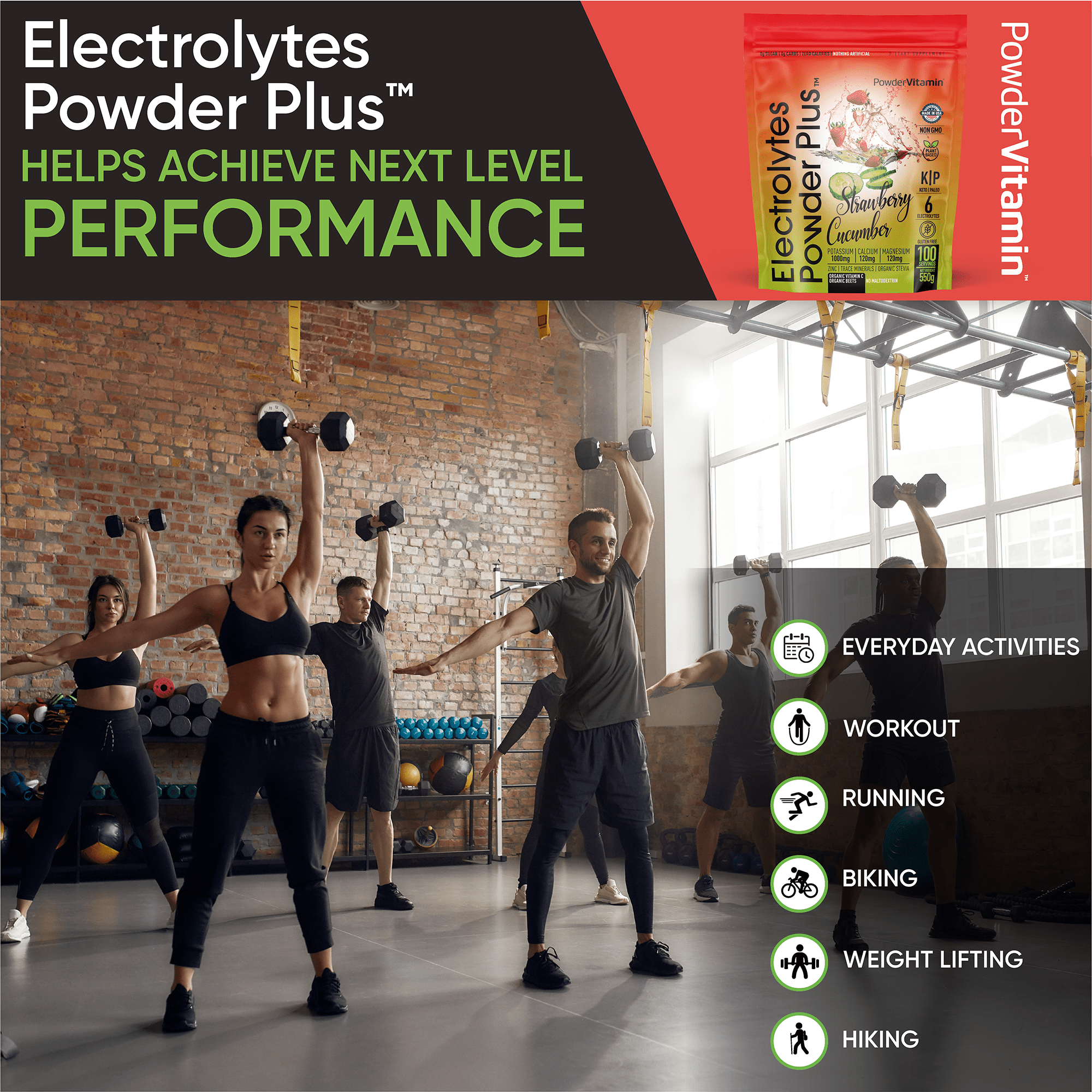 Strawberry Cucumber Electrolytes Powder Plus™ 100 Servings