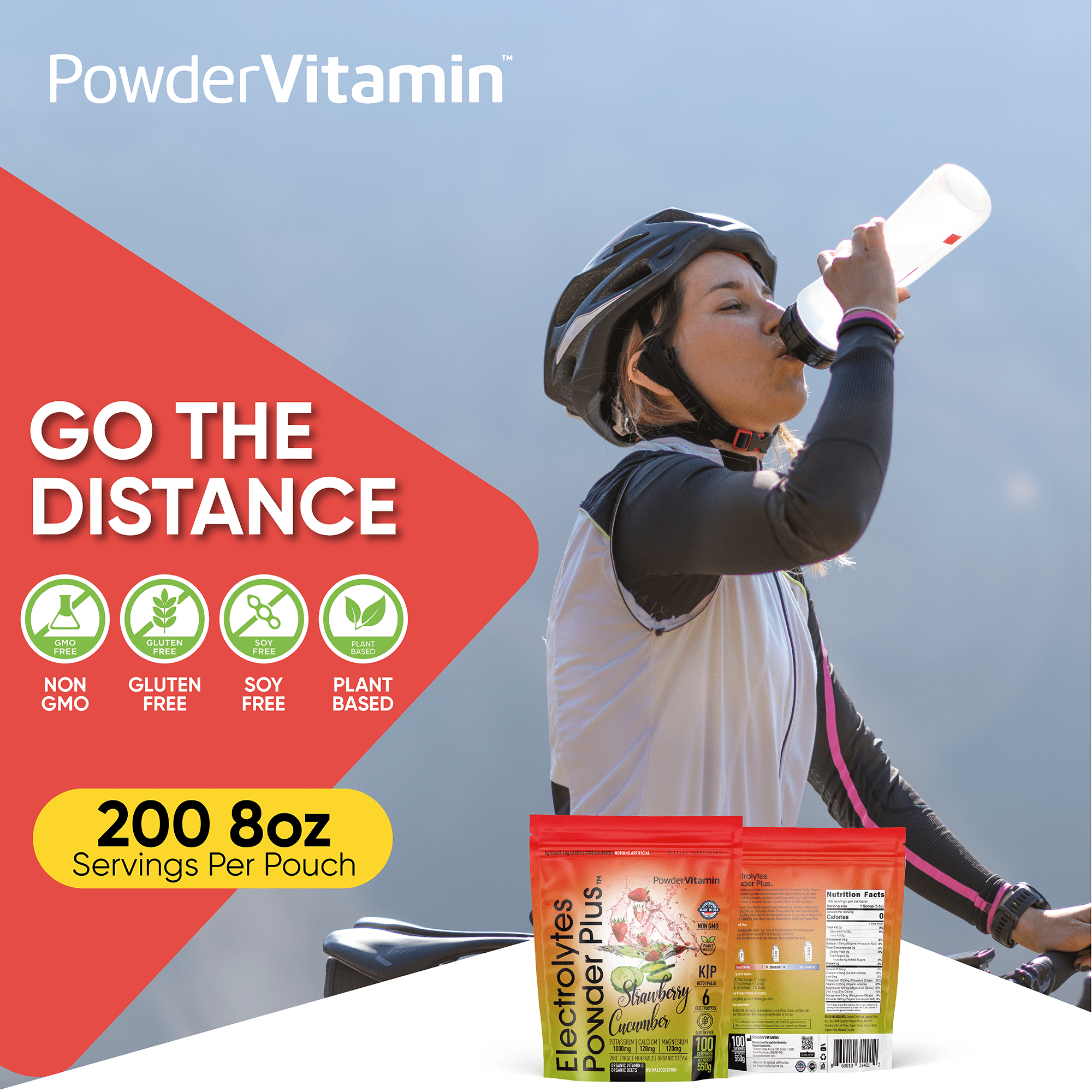 Strawberry Cucumber Electrolytes Powder Plus™ 100 Servings