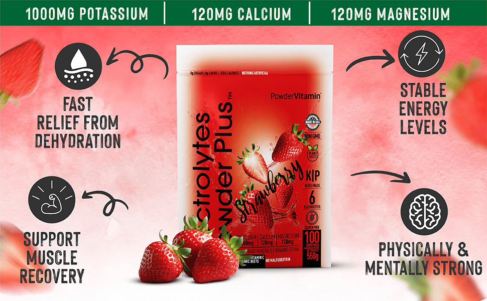Strawberry Electrolytes Powder Plus™ 100 Servings