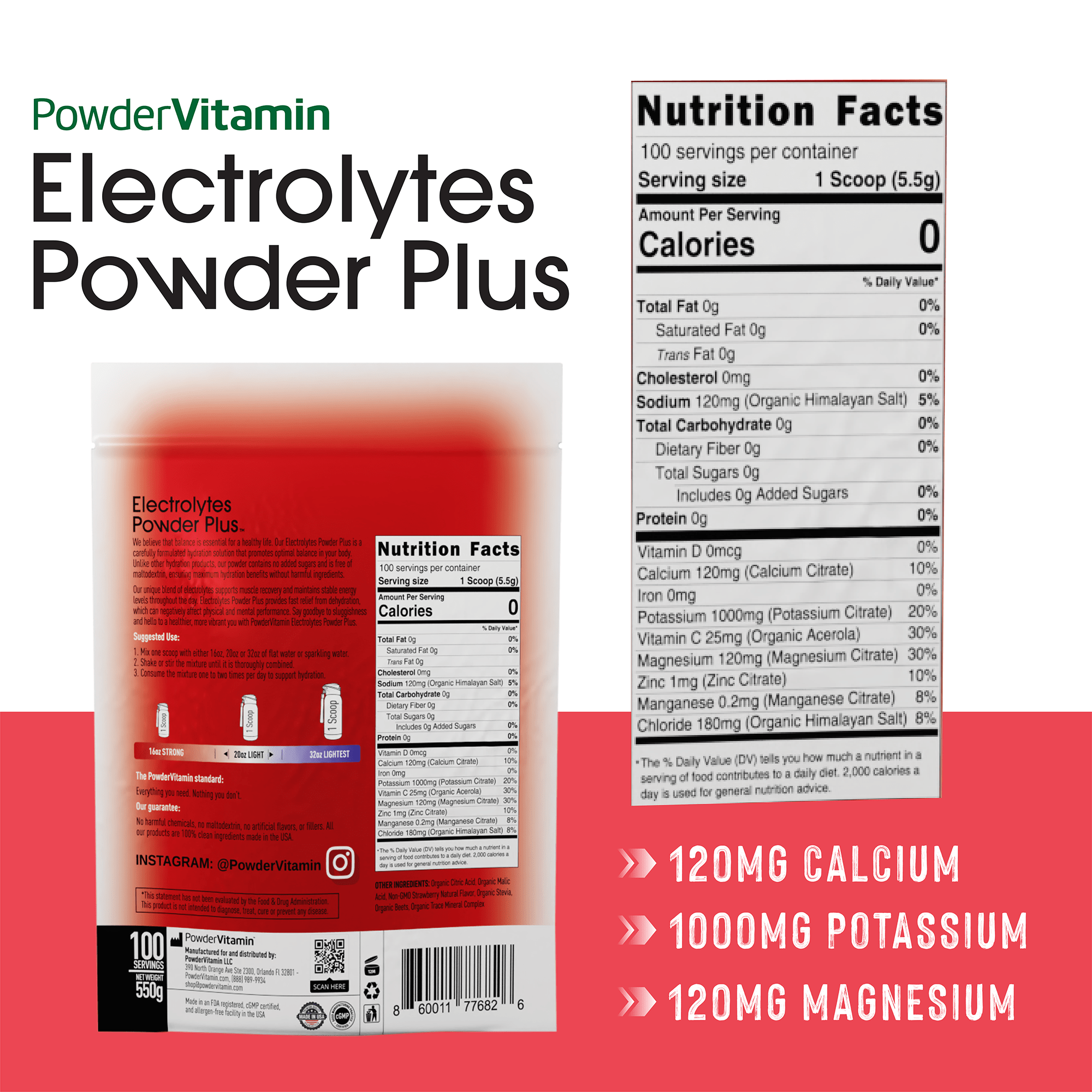 Strawberry Electrolytes Powder Plus™ 100 Servings