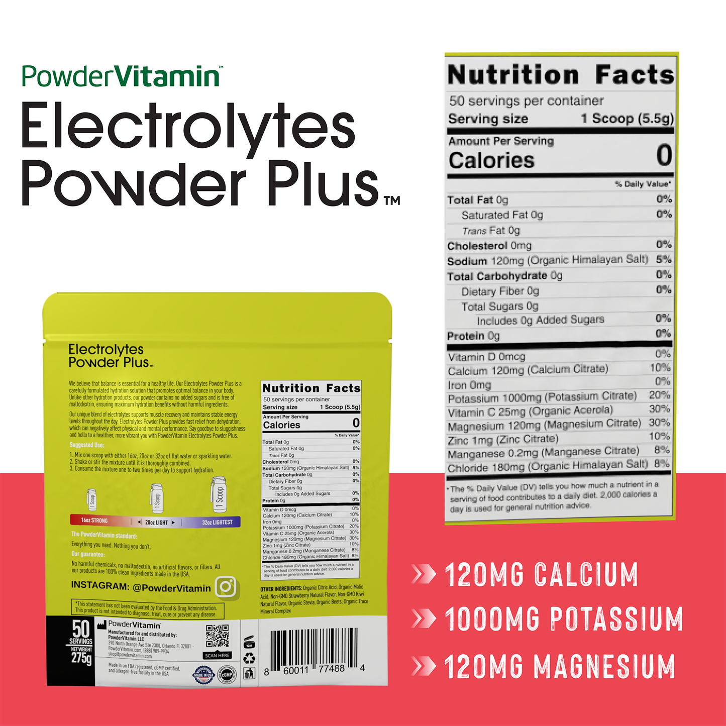 Strawberry Kiwi Electrolytes Powder 50 Servings