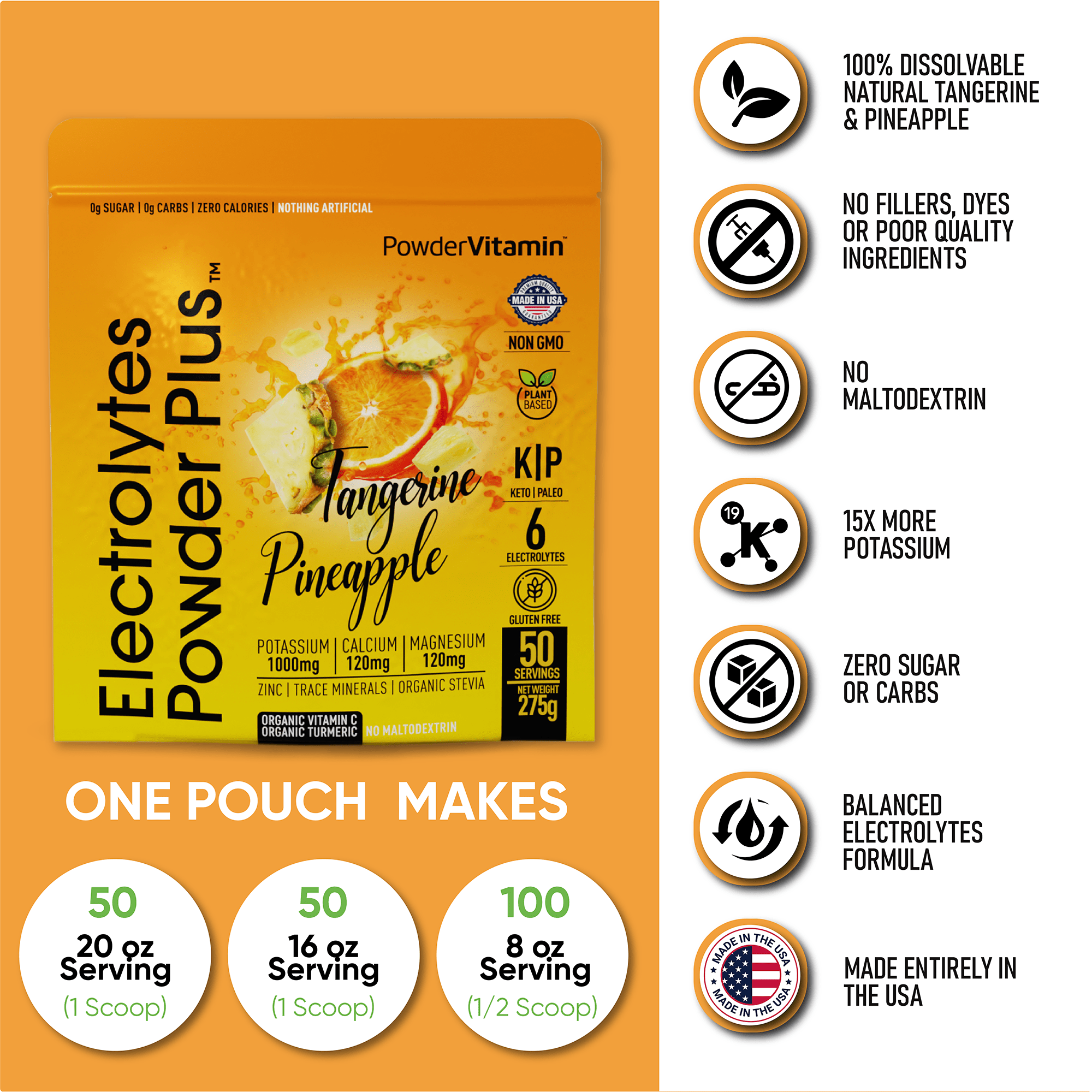 Tangerine Pineapple Electrolytes Powder Plus™ 50 Servings
