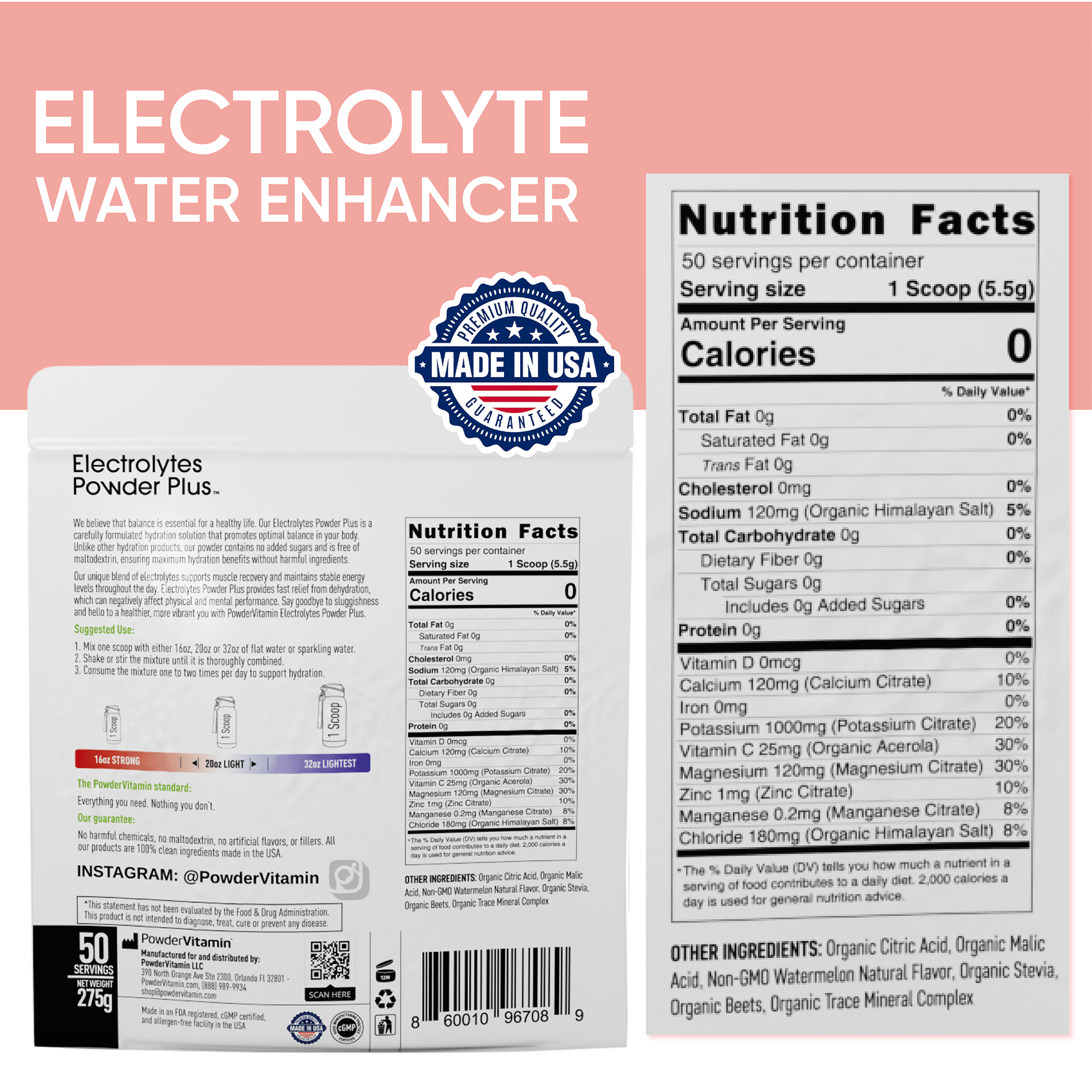 Watermelon Electrolytes Powder Plus™ 50 Servings