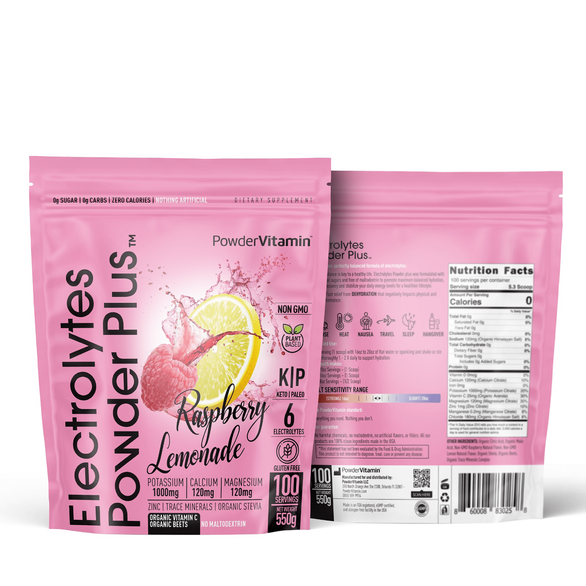 Raspberry Lemonade Electrolytes Powder Plus™ 100 Servings