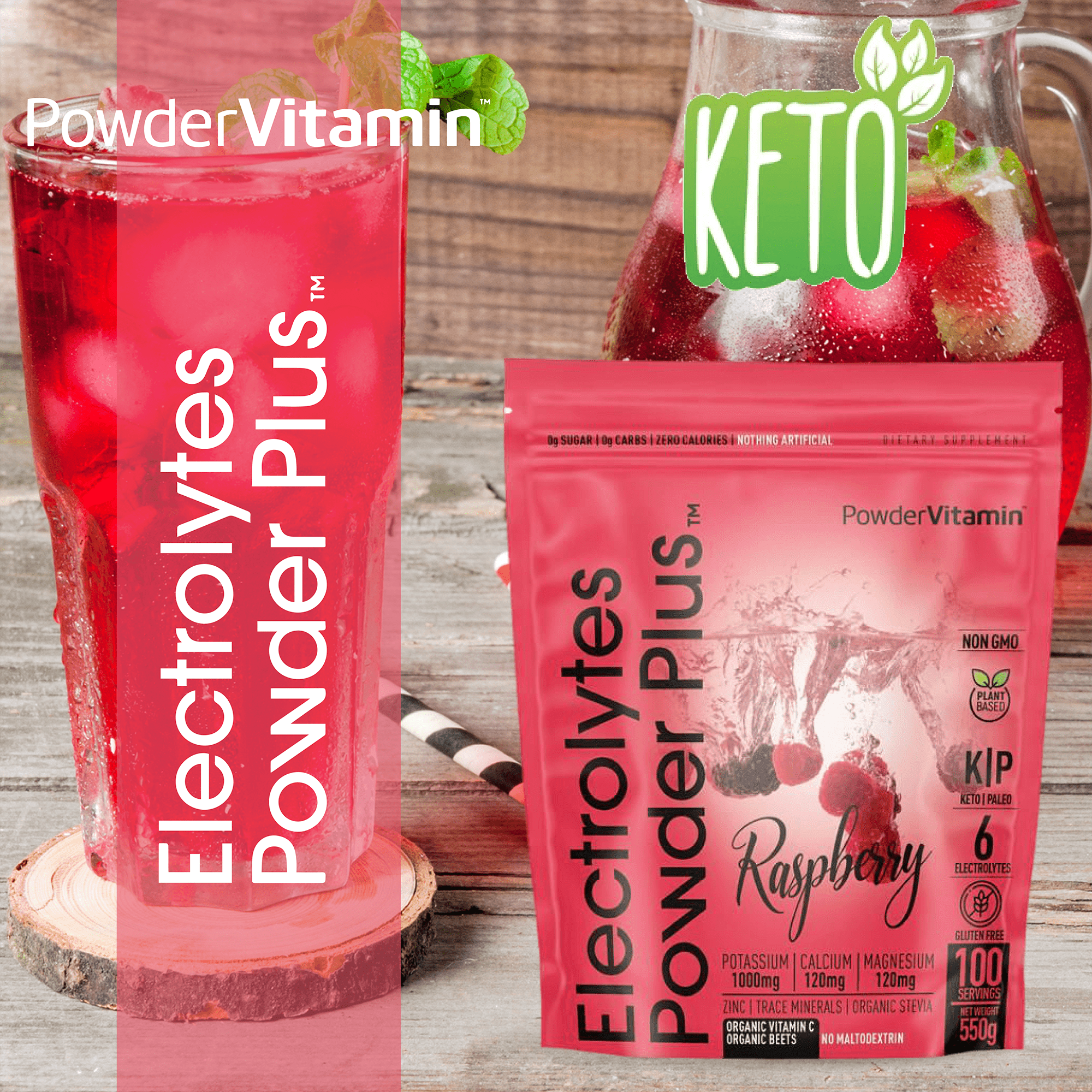 Raspberry Electrolytes Powder Plus™ 100 Servings