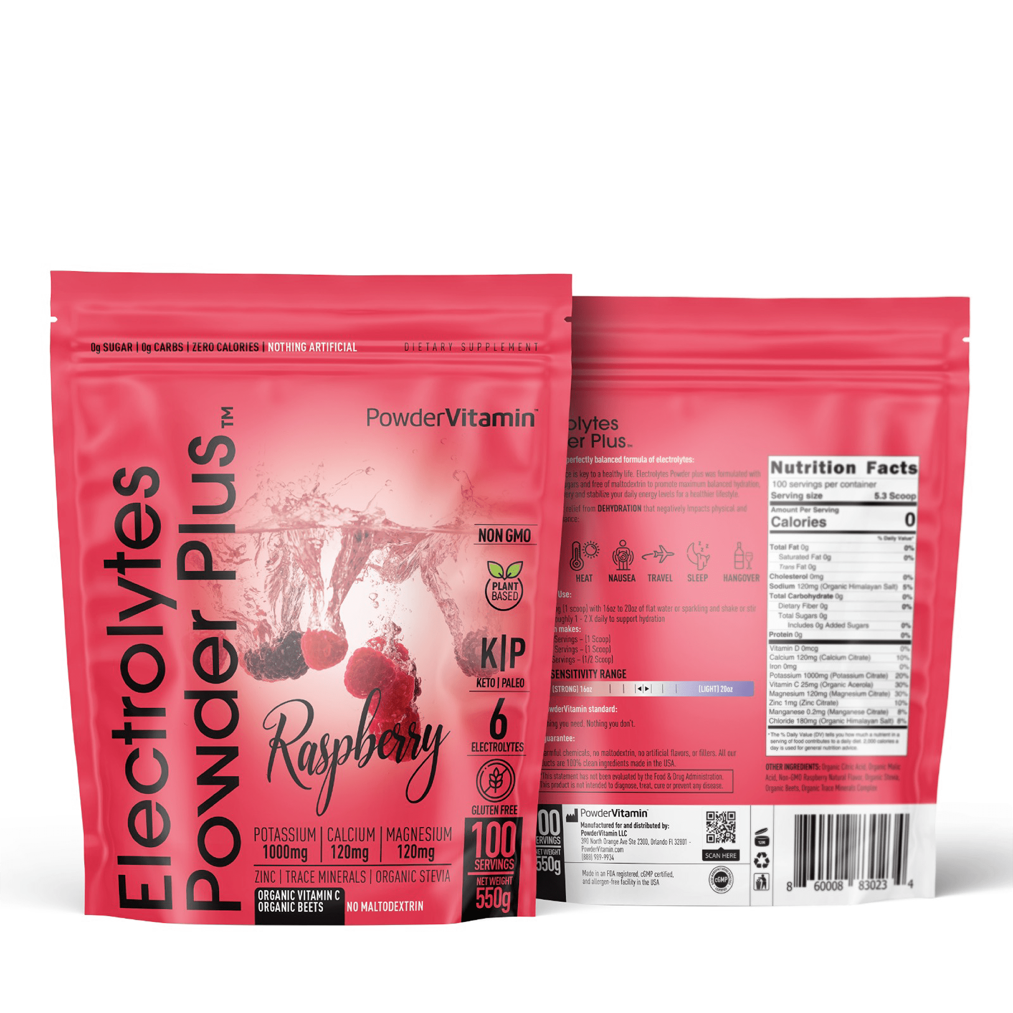 Raspberry Electrolytes Powder Plus™ 100 Servings