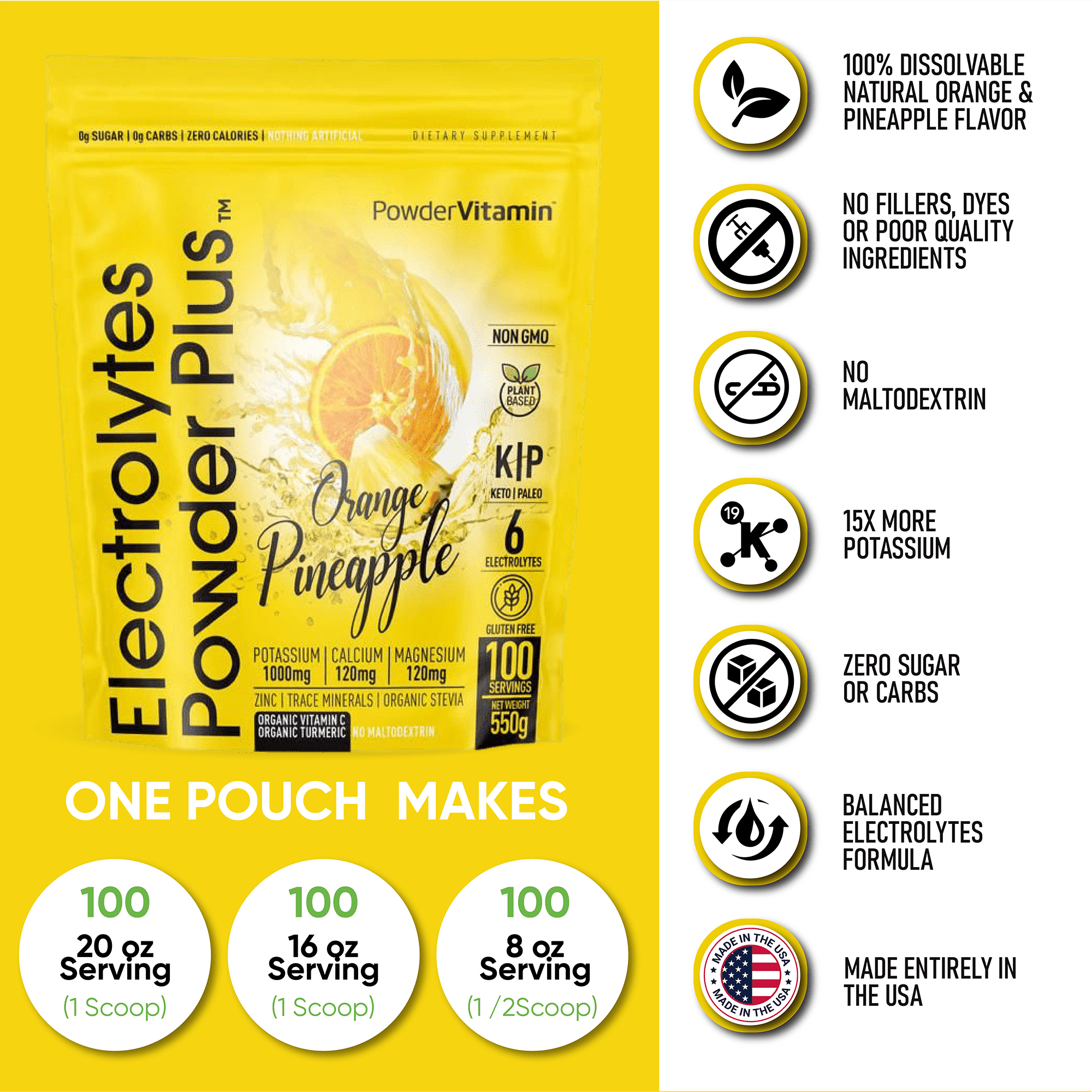 Orange Pineapple Electrolytes Powder Plus™ 100 Servings