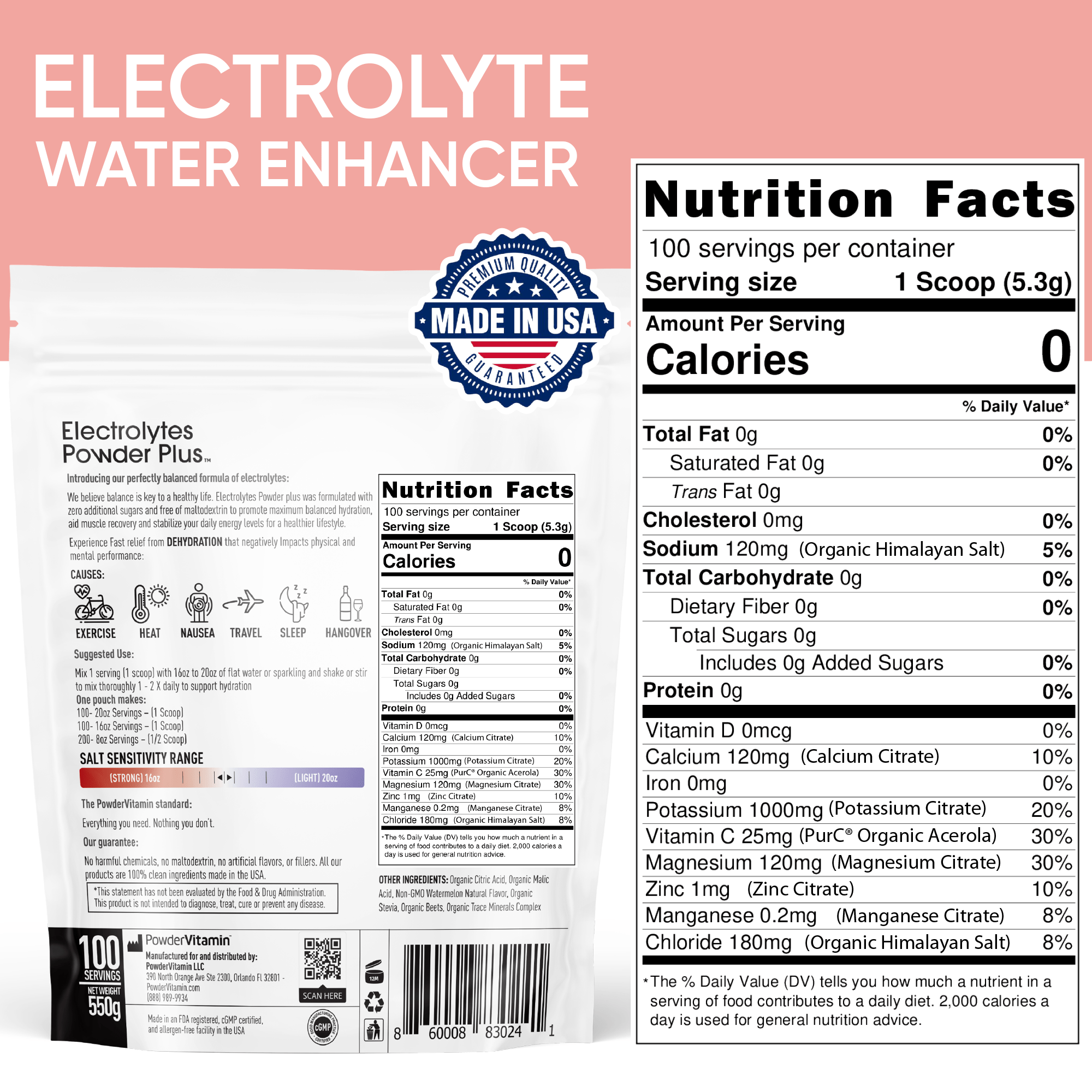 Watermelon Electrolytes Powder Plus™ 100 Servings